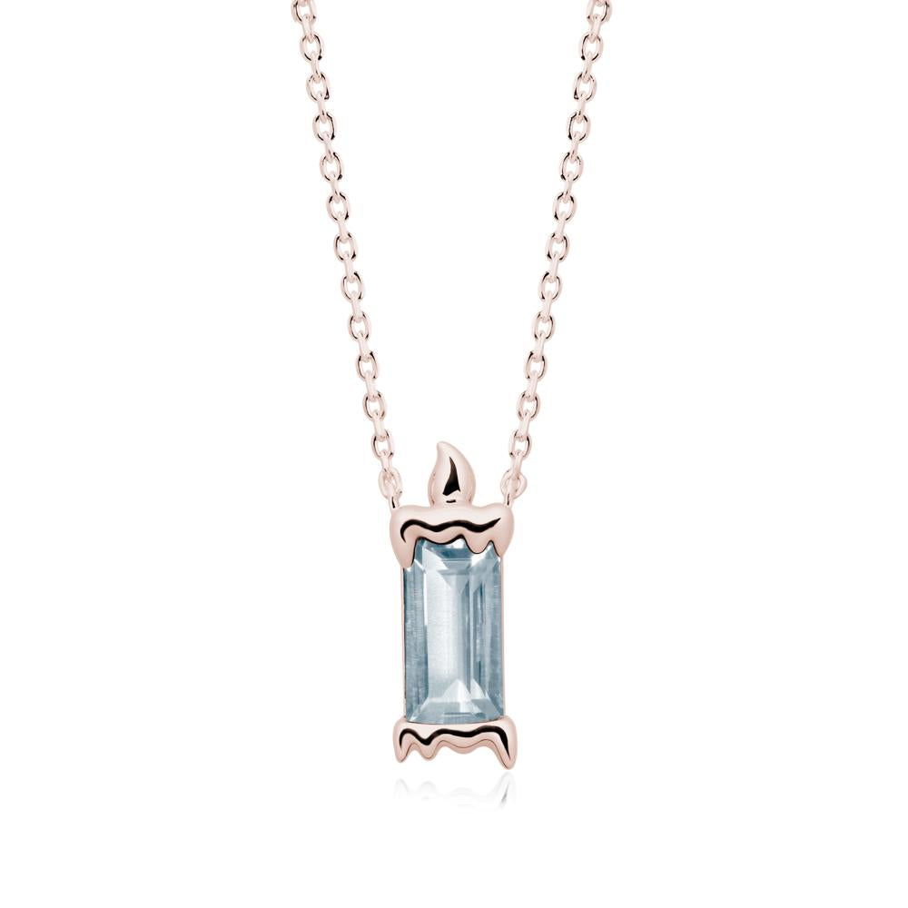 Bezel Setting Baguette Aquamarine Necklace - LUO Jewelry #metal_14k rose gold