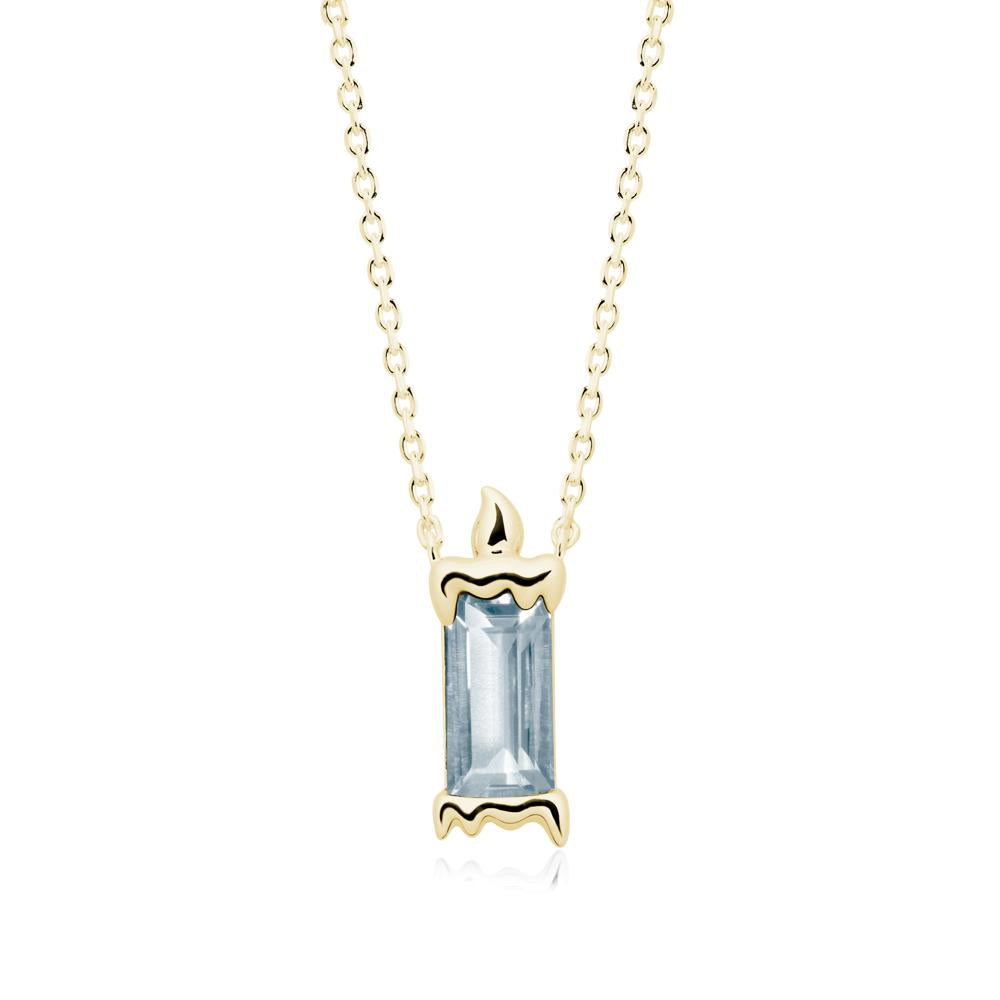 Bezel Setting Baguette Aquamarine Necklace - LUO Jewelry #metal_18k yellow gold