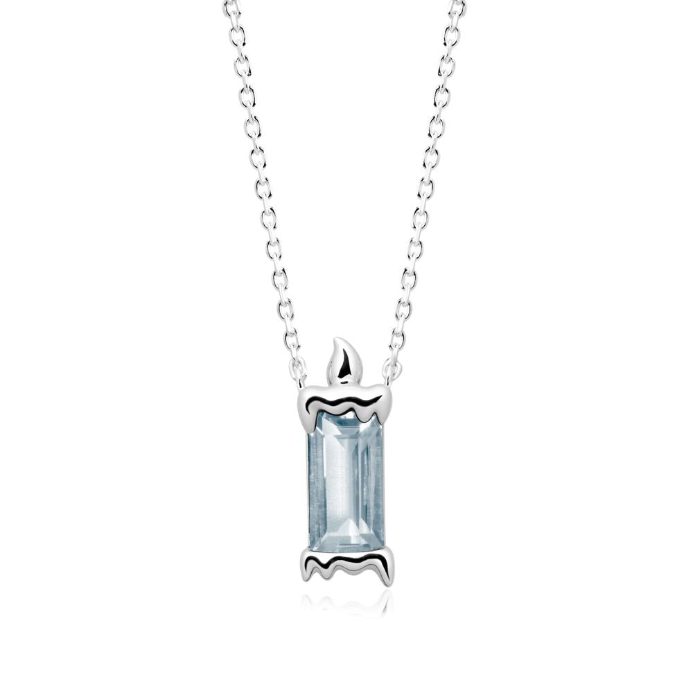 Bezel Setting Baguette Aquamarine Necklace - LUO Jewelry #metal_sterling silver