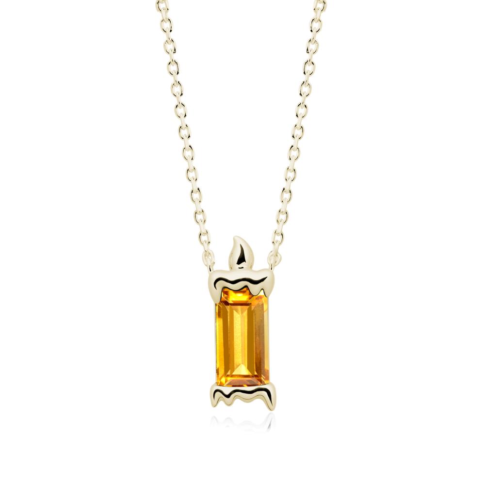 Unique Candle Design Citrine Pendant Necklace - LUO Jewelry #metal_14k yellow gold