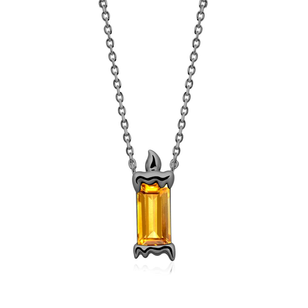 Unique Candle Design Citrine Pendant Necklace - LUO Jewelry #metal_black finish sterling silver