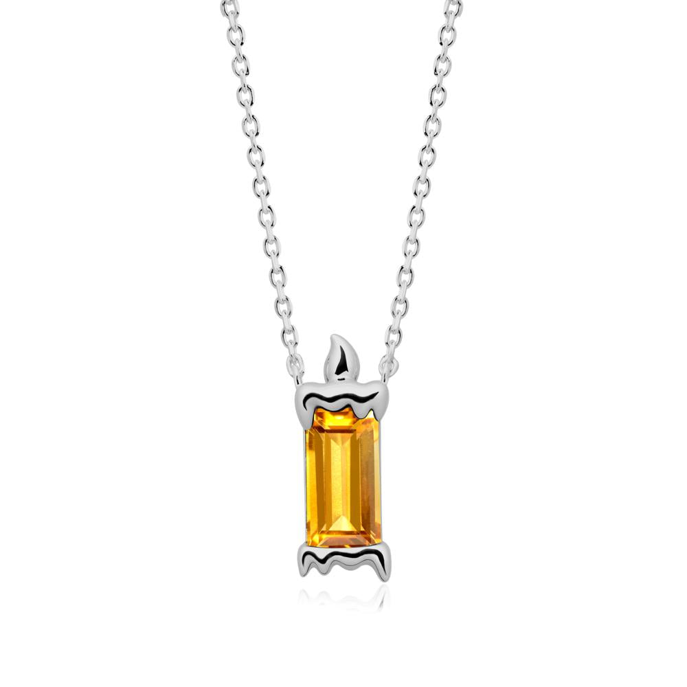 Unique Candle Design Citrine Pendant Necklace - LUO Jewelry #metal_platinum