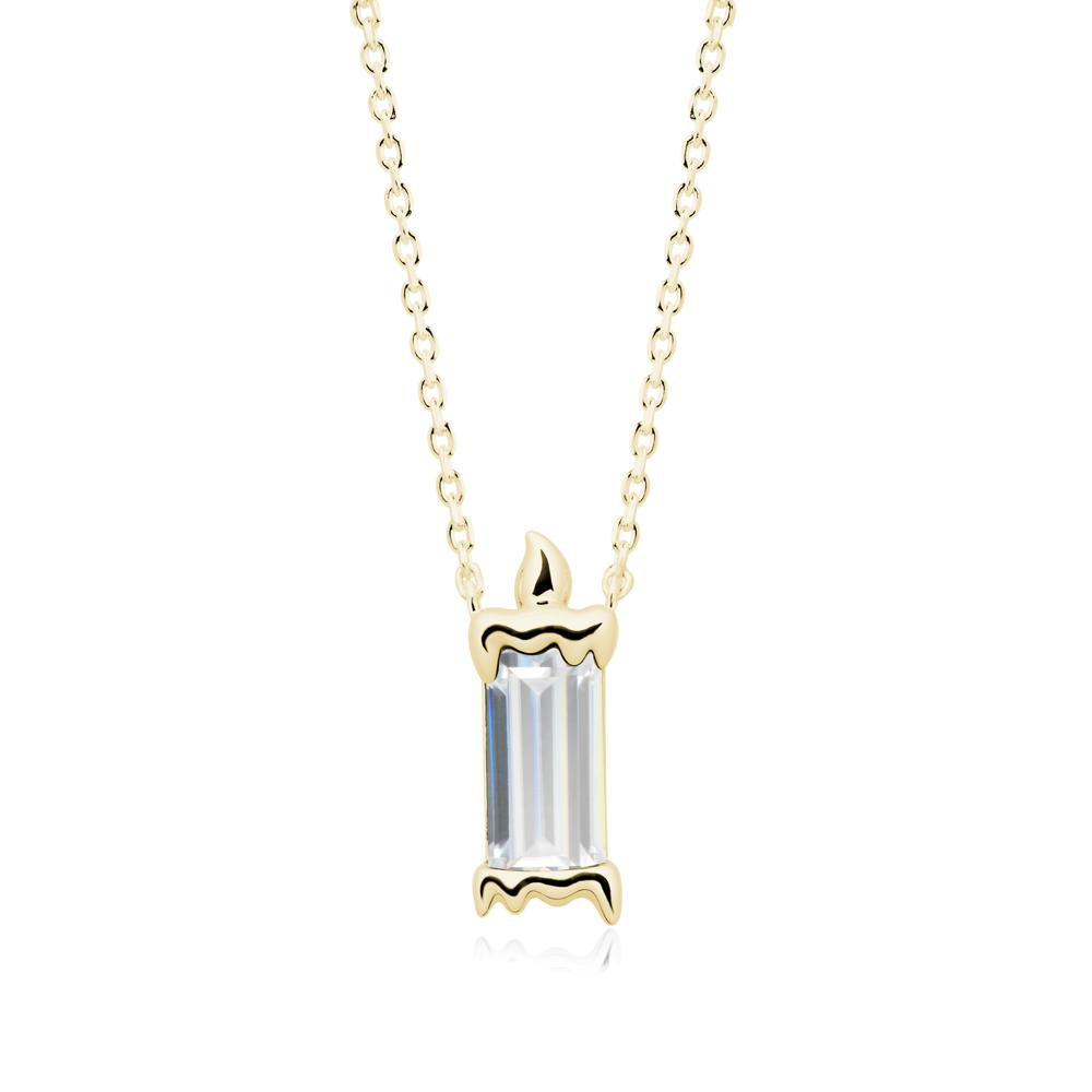 Whimsical Baguette Cubic Zirconia Candle Inspired Necklace - LUO Jewelry #metal_18k yellow gold