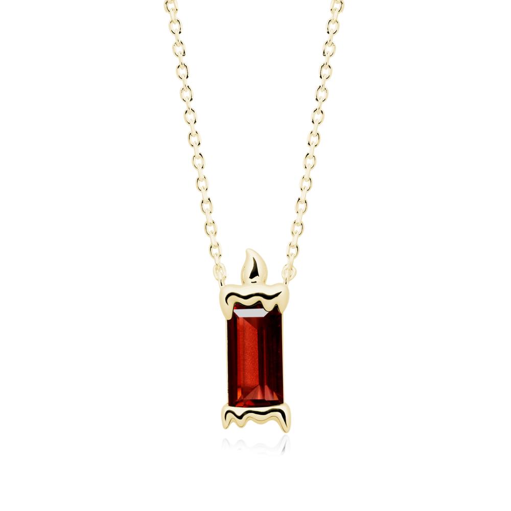 Unique Candle Design Garnet Pendant Necklace - LUO Jewelry #metal_18k yellow gold