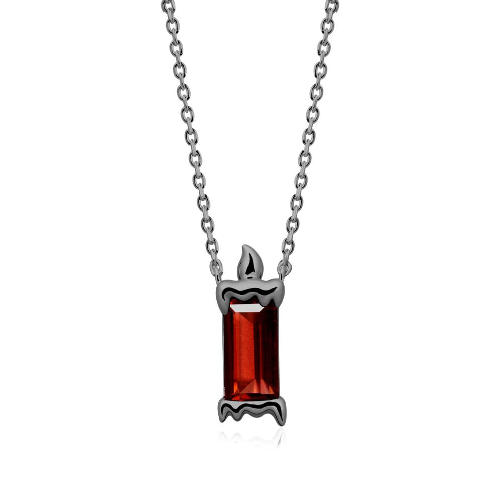 Unique Candle Design Garnet Pendant Necklace - LUO Jewelry #metal_black finish sterling silver