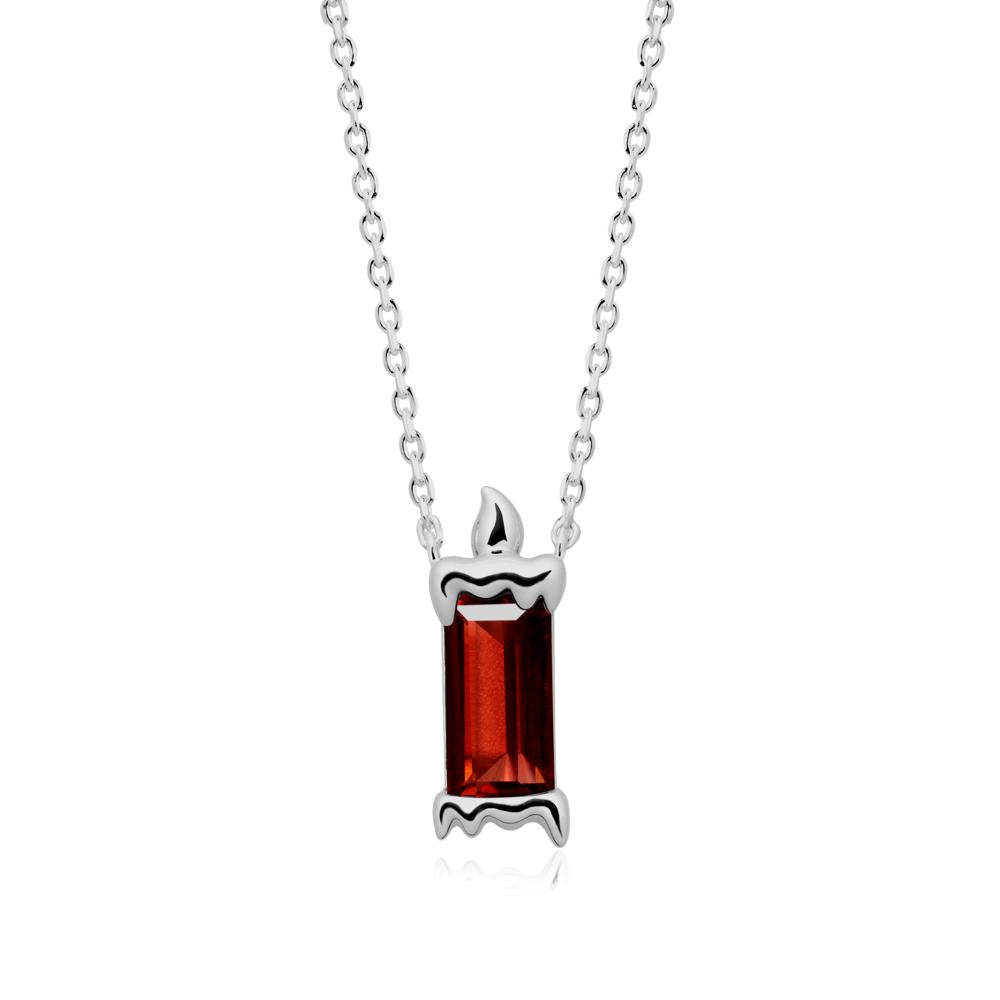 Unique Candle Design Garnet Pendant Necklace - LUO Jewelry #metal_platinum