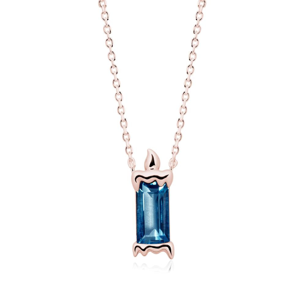 Whimsical Baguette London Blue Topaz Candle Inspired Necklace - LUO Jewelry #metal_18k rose gold
