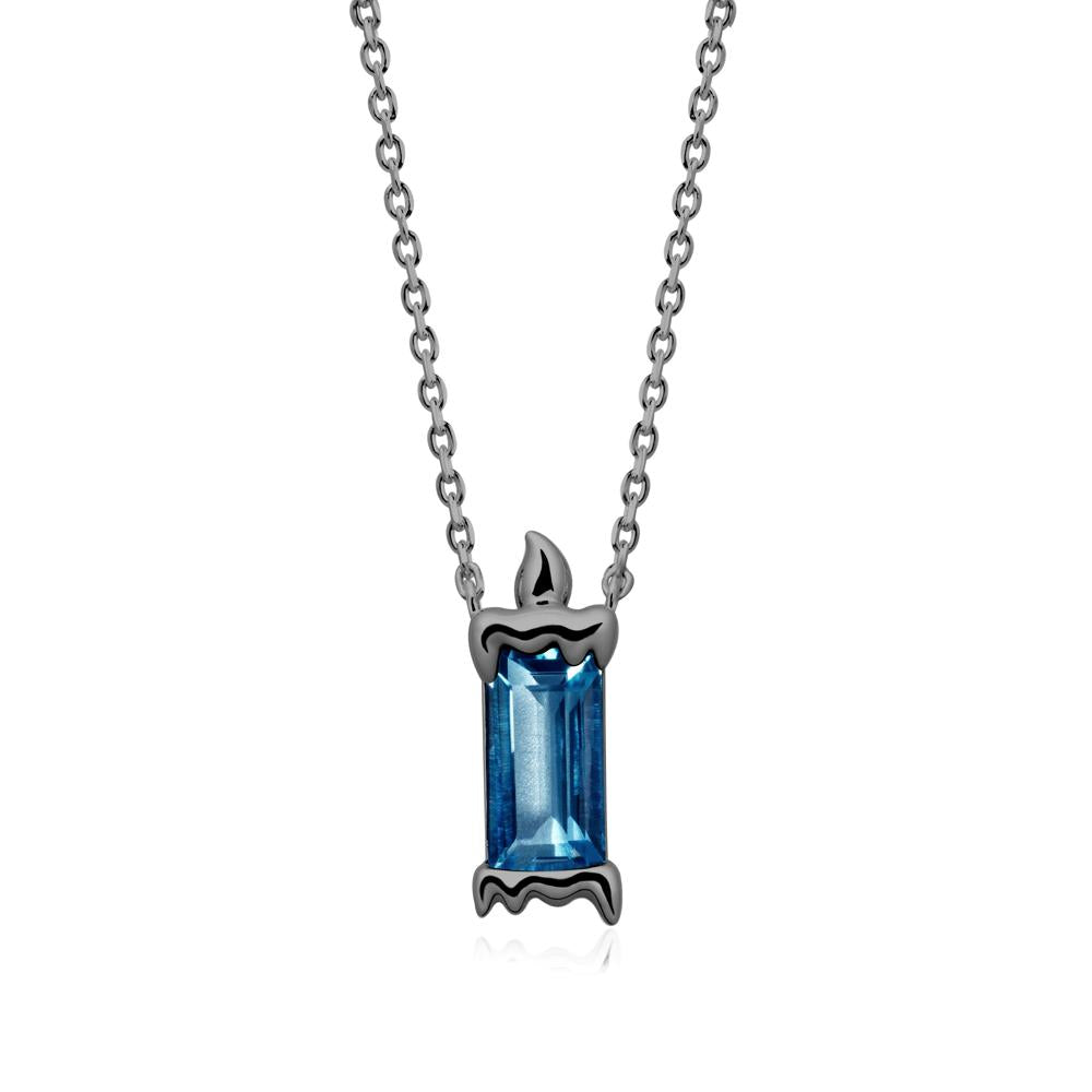 Whimsical Baguette London Blue Topaz Candle Inspired Necklace - LUO Jewelry #metal_black finish sterling silver