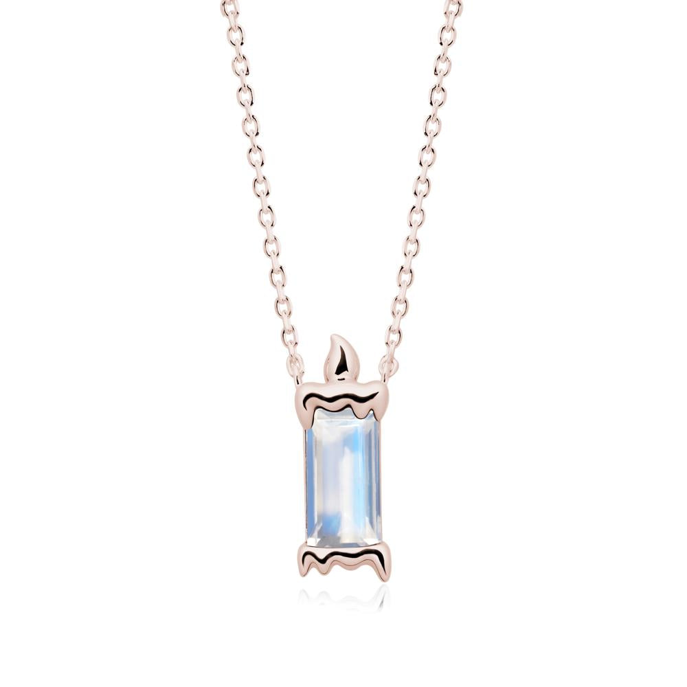 Bezel Setting Baguette Moonstone Necklace - LUO Jewelry #metal_14k rose gold