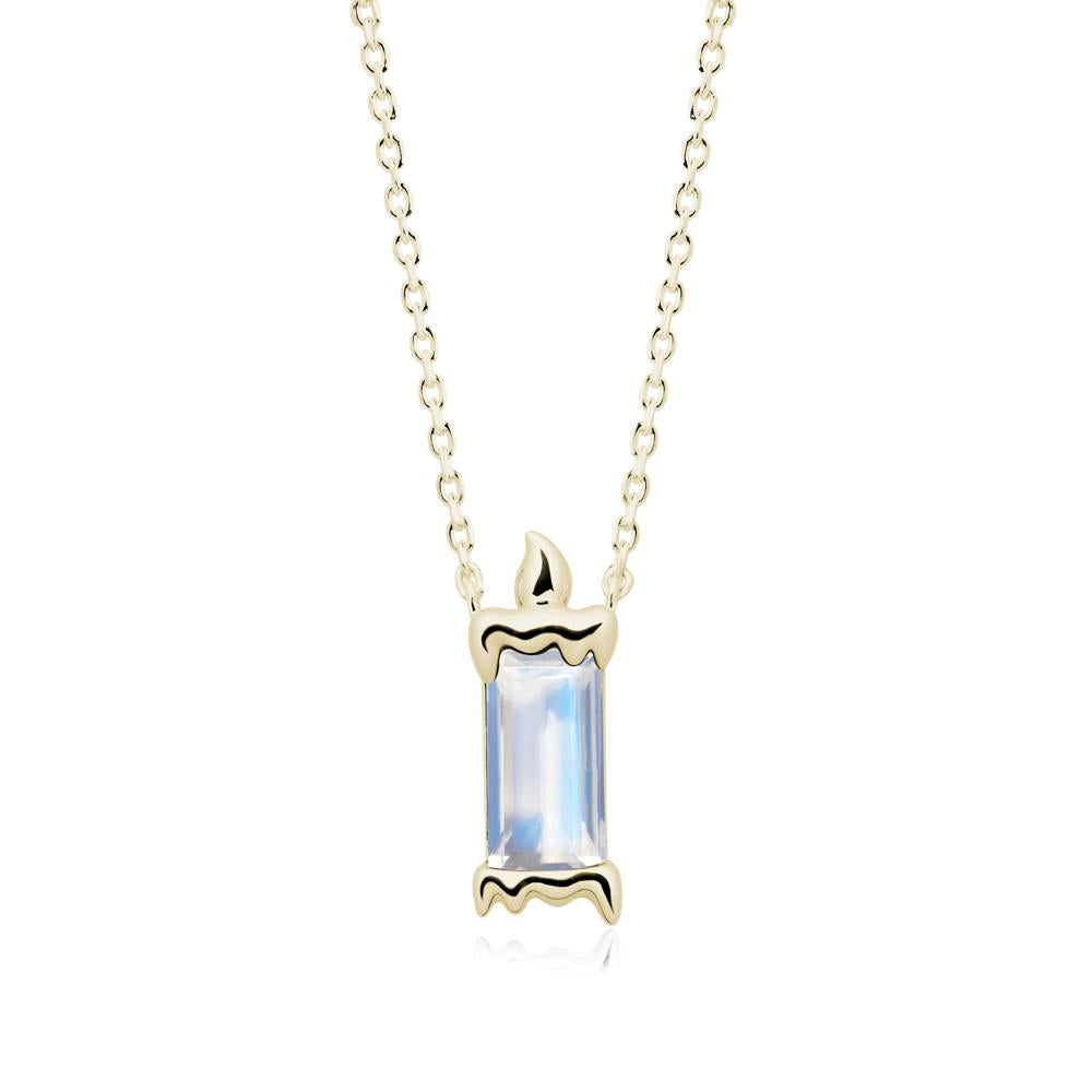 Bezel Setting Baguette Moonstone Necklace - LUO Jewelry #metal_14k yellow gold