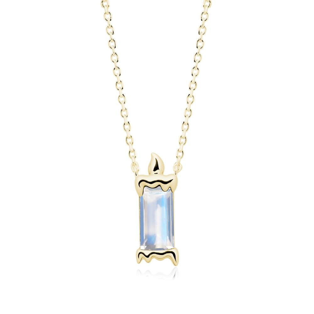 Bezel Setting Baguette Moonstone Necklace - LUO Jewelry #metal_18k yellow gold