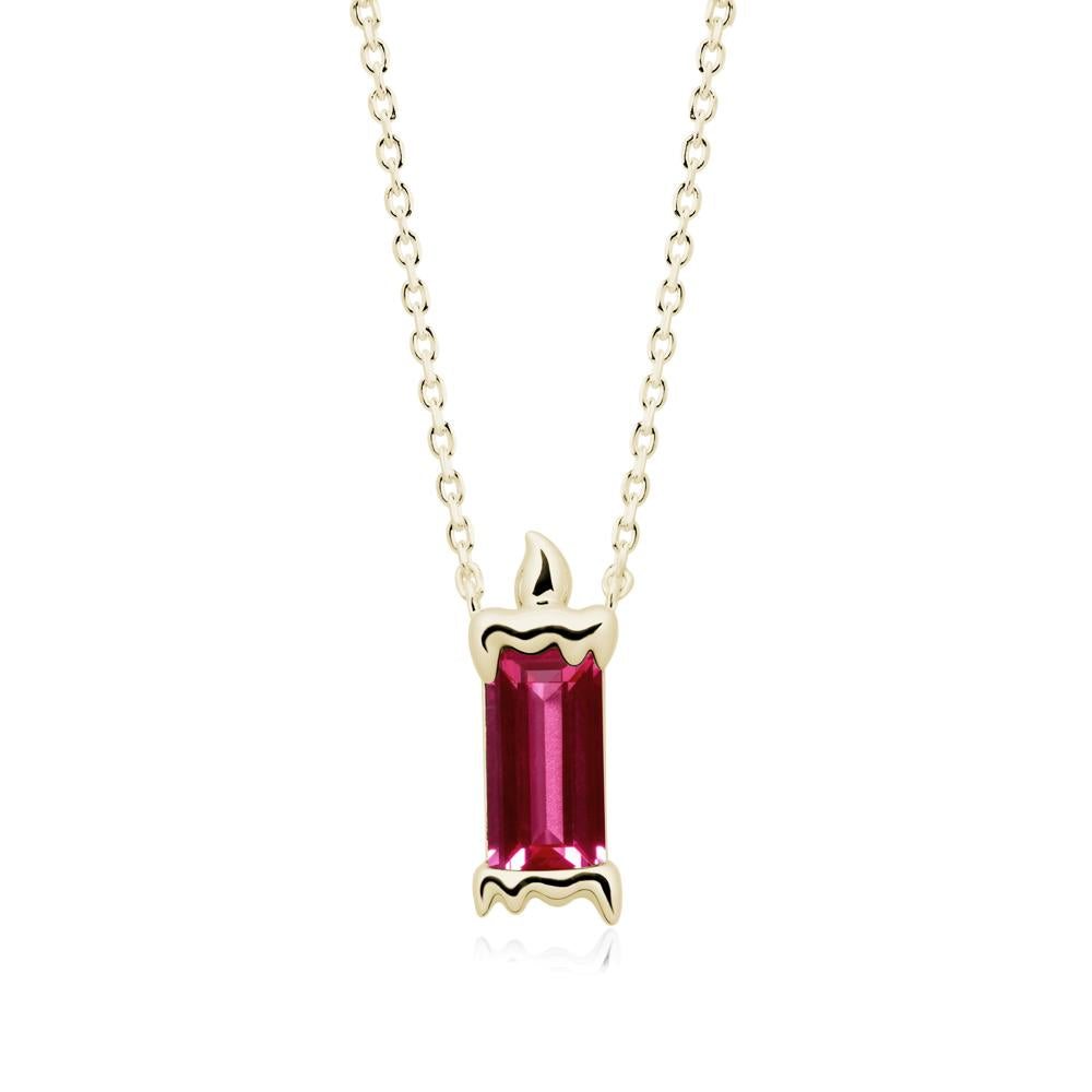 Whimsical Baguette Ruby Candle Inspired Necklace - LUO Jewelry #metal_14k yellow gold