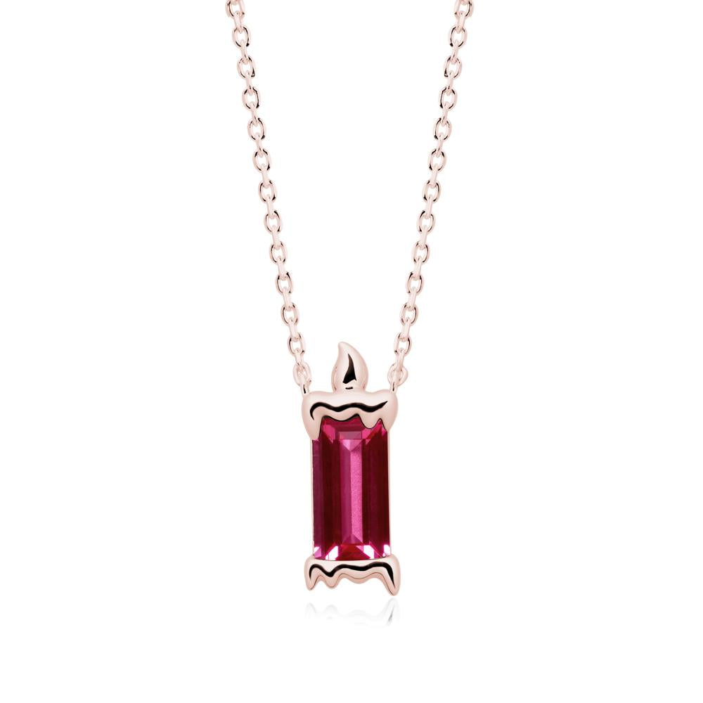 Whimsical Baguette Ruby Candle Inspired Necklace - LUO Jewelry #metal_18k rose gold