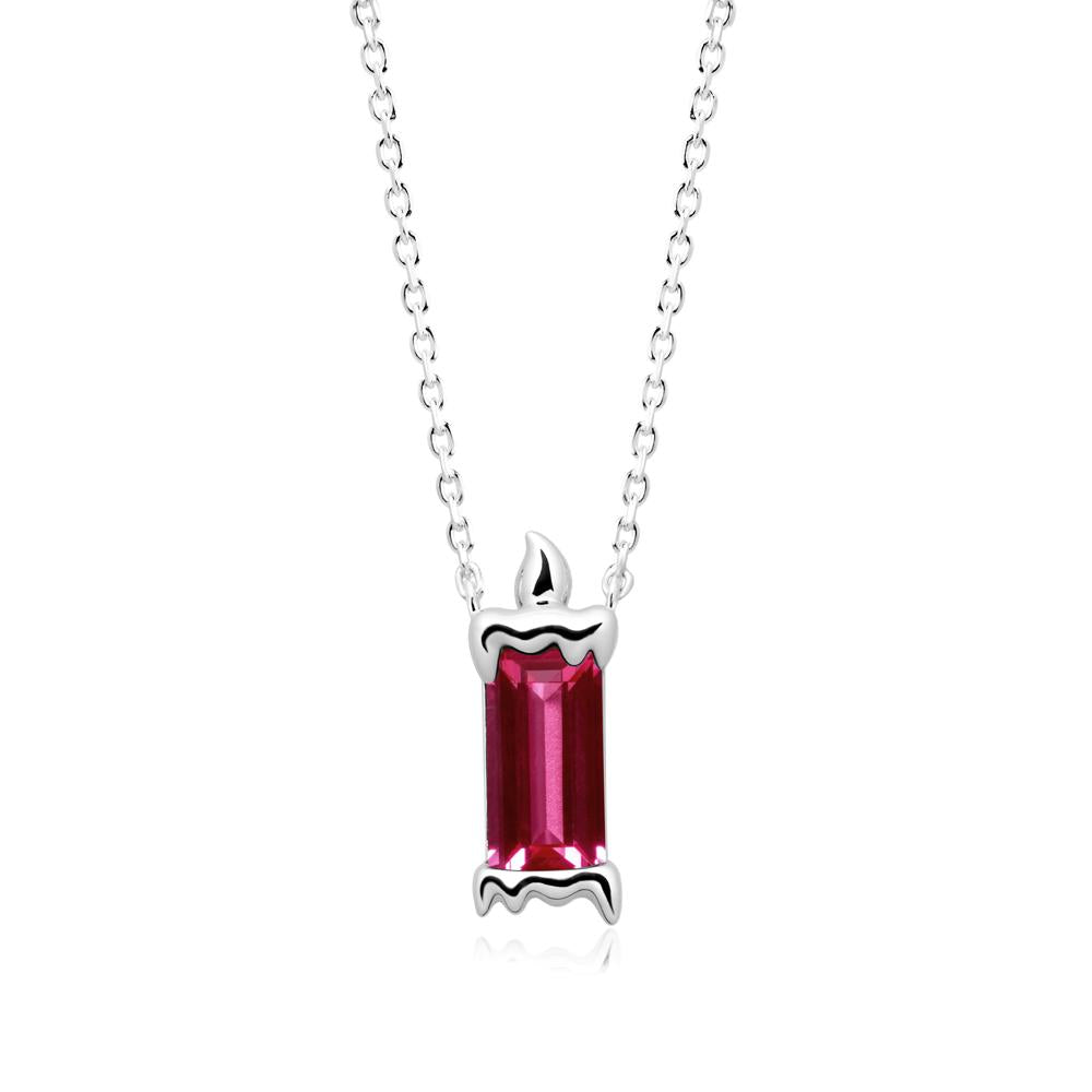 Whimsical Baguette Ruby Candle Inspired Necklace - LUO Jewelry #metal_sterling silver