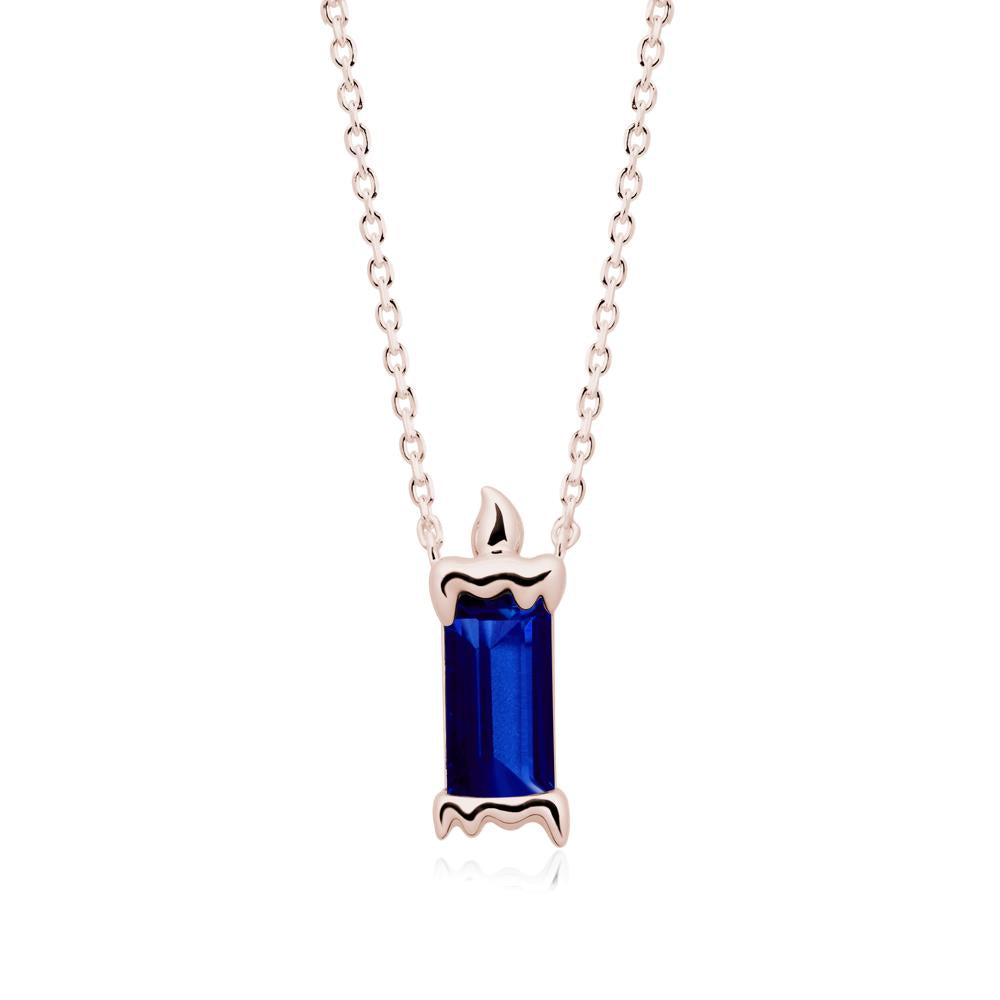 Bezel Setting Baguette Sapphire Necklace - LUO Jewelry #metal_14k rose gold