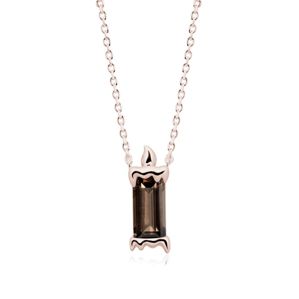 Unique Candle Design Smoky Quartz Pendant Necklace - LUO Jewelry #metal_14k rose gold