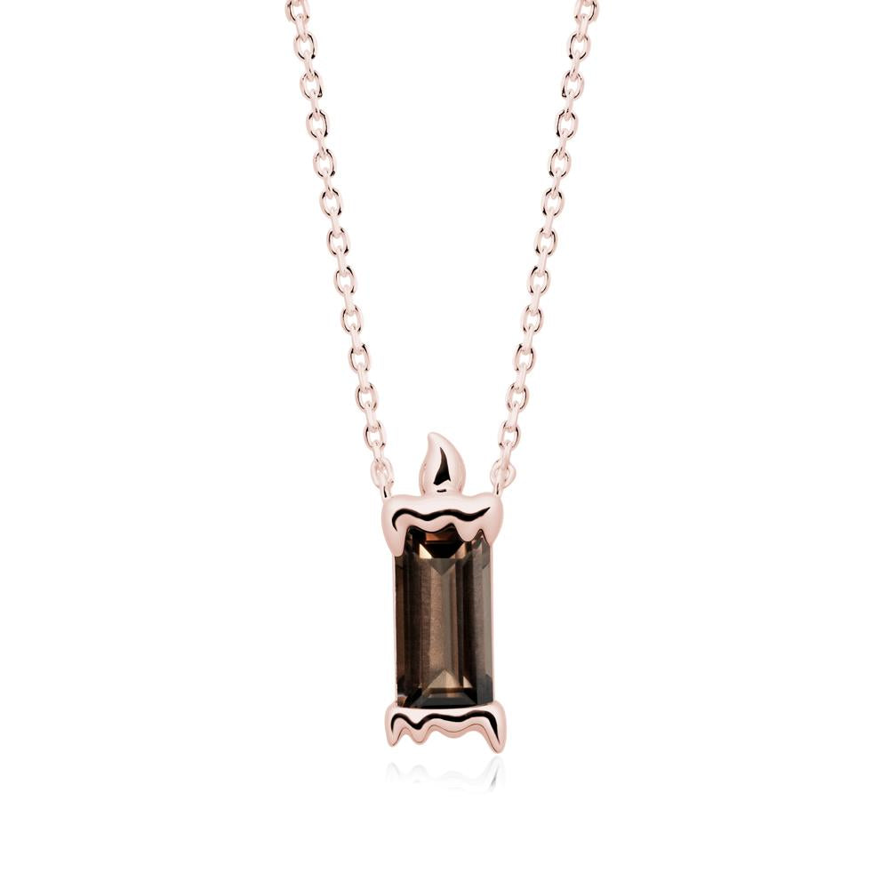 Unique Candle Design Smoky Quartz Pendant Necklace - LUO Jewelry #metal_18k rose gold