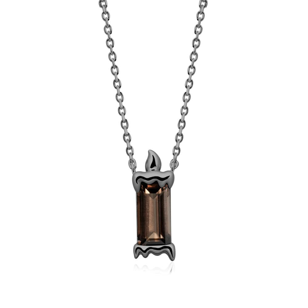 Unique Candle Design Smoky Quartz Pendant Necklace - LUO Jewelry #metal_black finish sterling silver