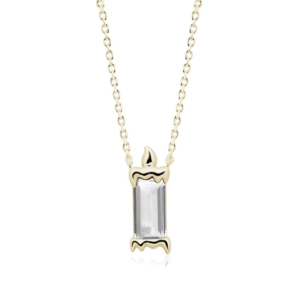 Whimsical Baguette White Topaz Candle Inspired Necklace - LUO Jewelry #metal_14k yellow gold