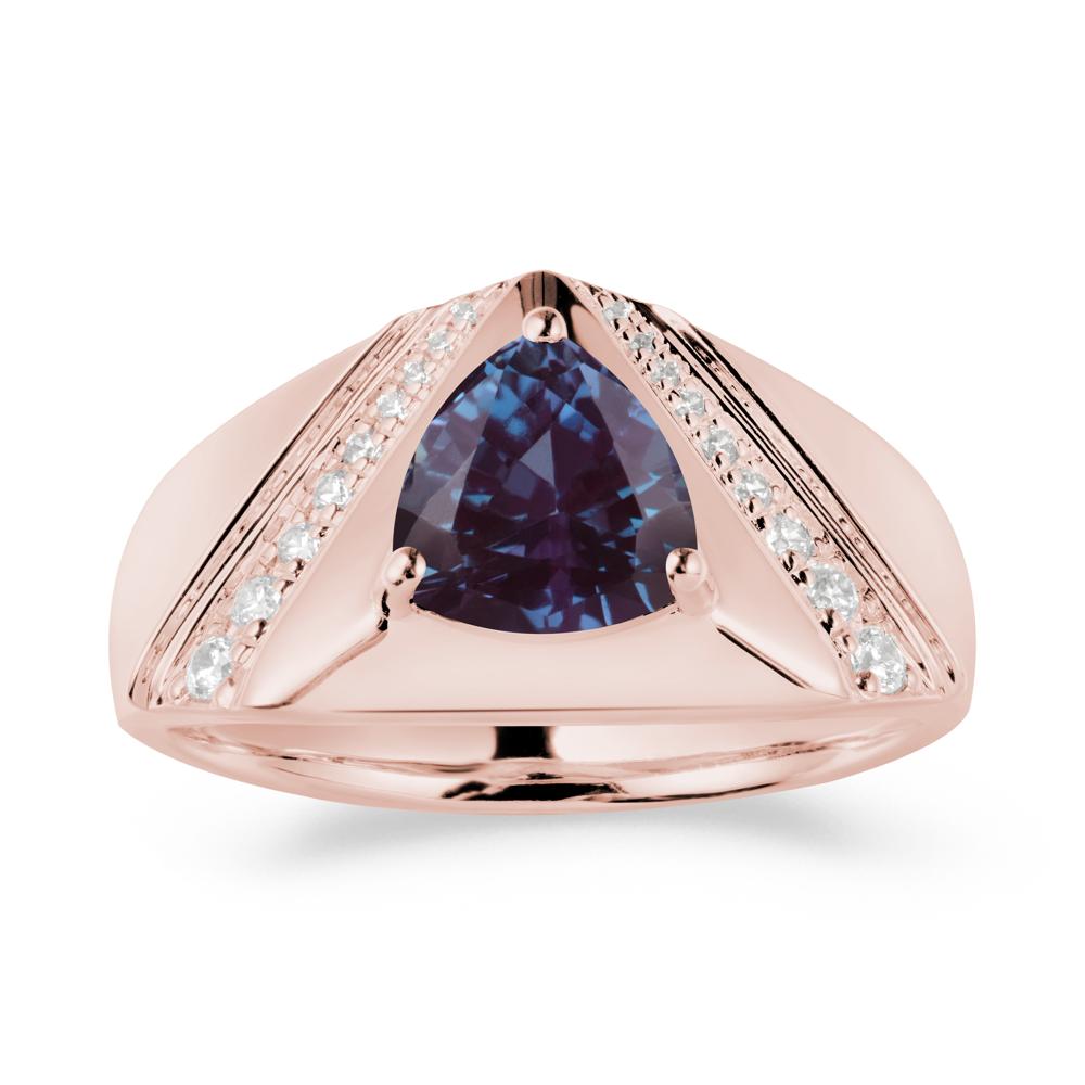 Men鈥橲 Wide Band Trillion Alexandrite Statement Ring - LUO Jewelry #metal_18k rose gold