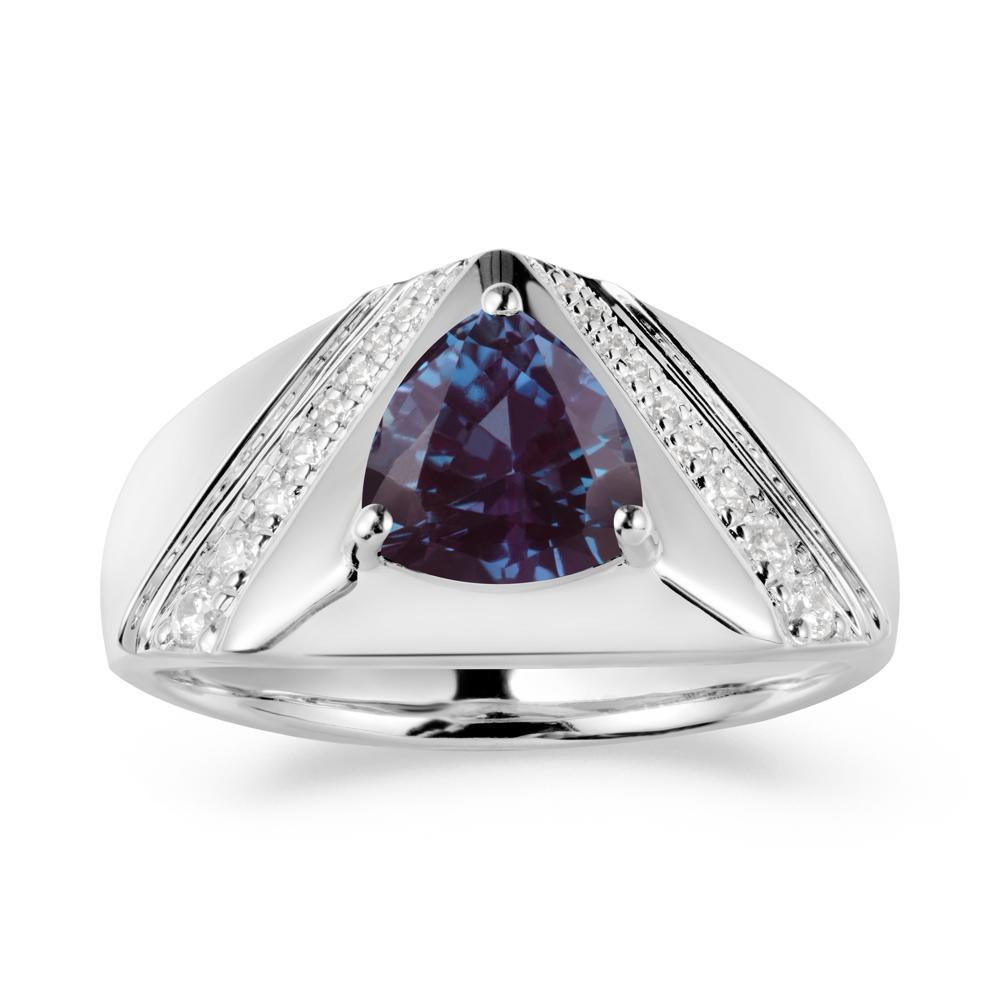 Men鈥橲 Wide Band Trillion Alexandrite Statement Ring - LUO Jewelry #metal_18k white gold