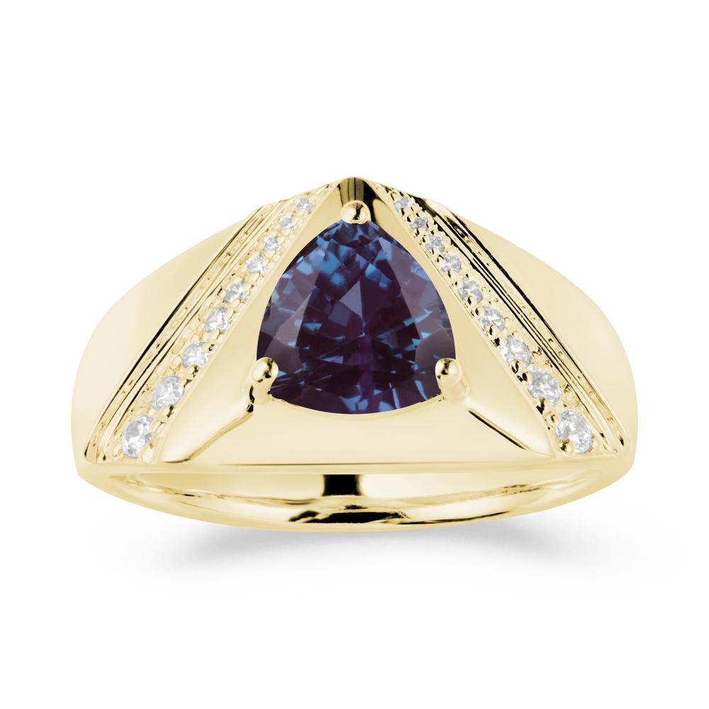 Men鈥橲 Wide Band Trillion Alexandrite Statement Ring - LUO Jewelry #metal_18k yellow gold