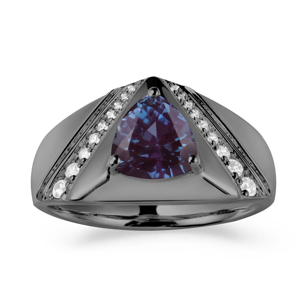 Men鈥橲 Wide Band Trillion Alexandrite Statement Ring - LUO Jewelry #metal_black finish sterling silver