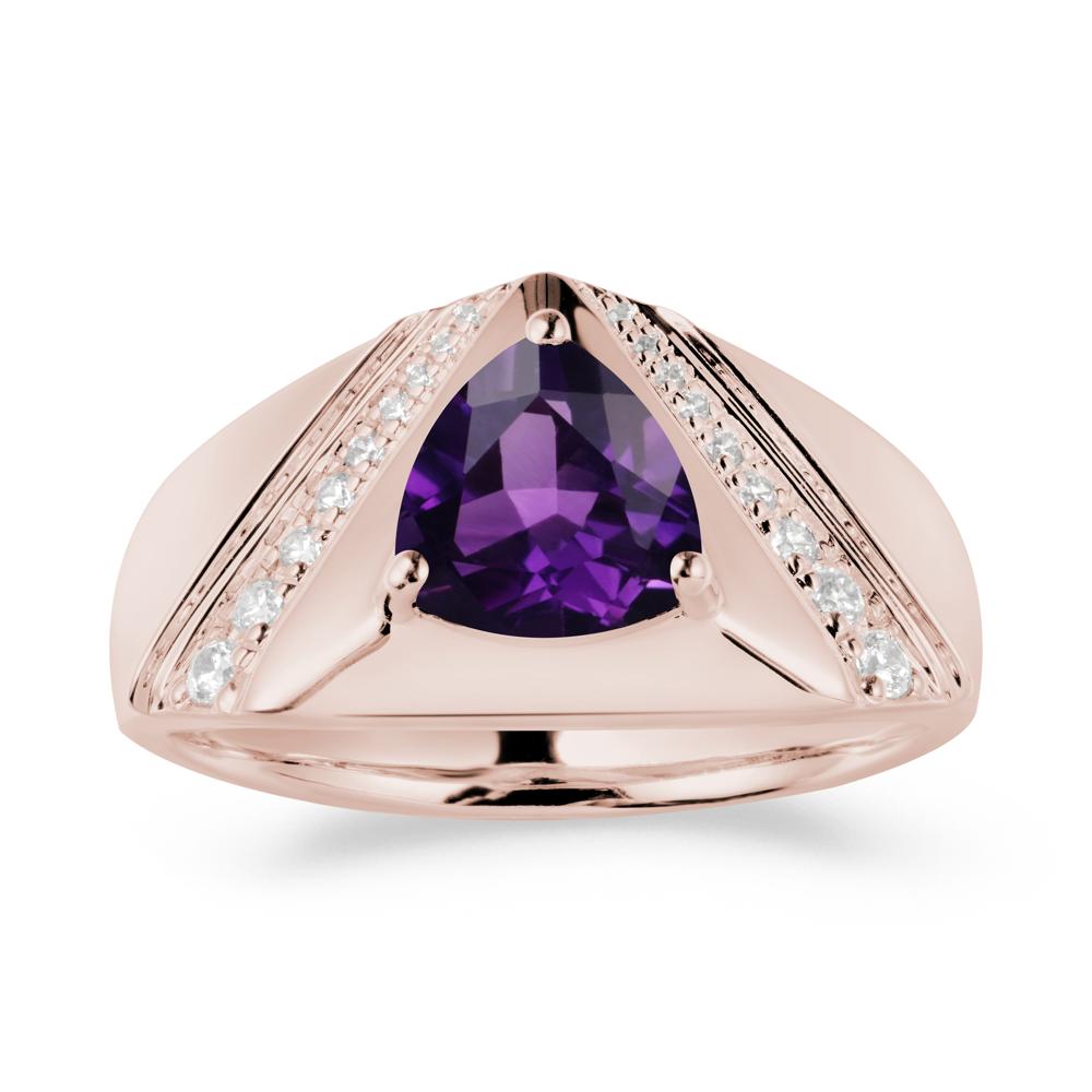 Trillion Cut Amethyst Men Ring - LUO Jewelry #metal_14k rose gold