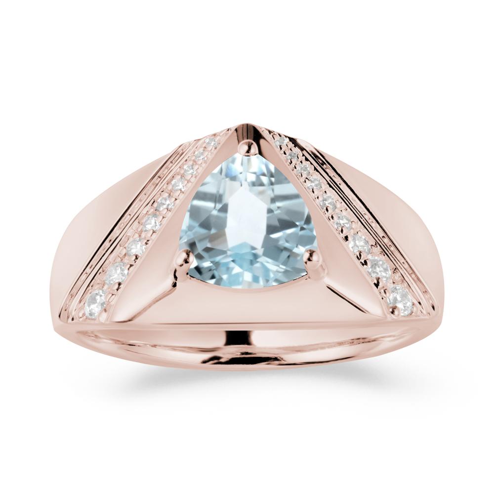 Simple Wide Band Aquamarine Ring for Men - LUO Jewelry #metal_14k rose gold