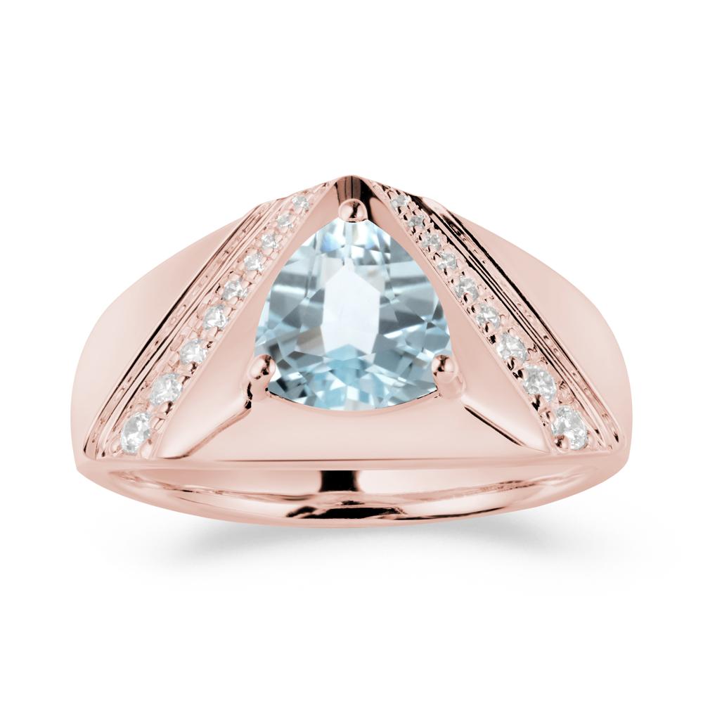Simple Wide Band Aquamarine Ring for Men - LUO Jewelry #metal_18k rose gold