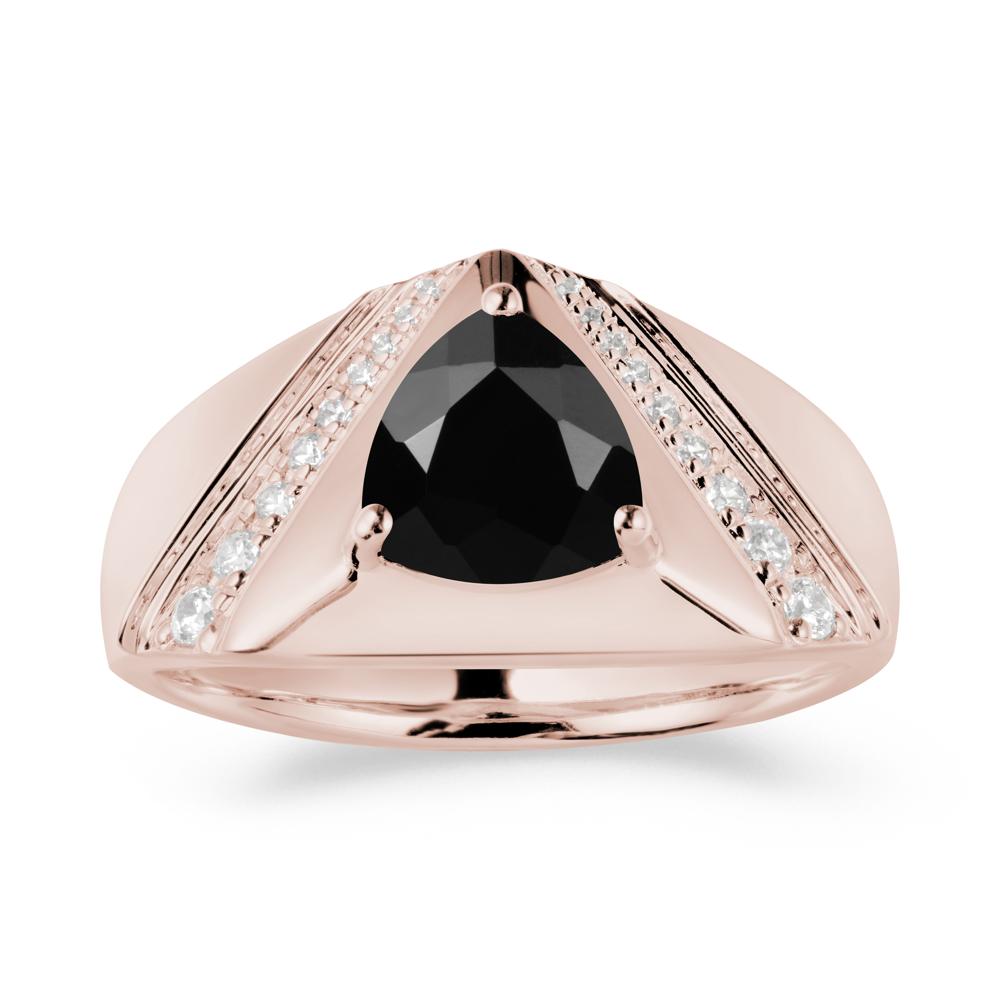 Men鈥橲 Wide Band Trillion Black Spinel Statement Ring - LUO Jewelry #metal_14k rose gold