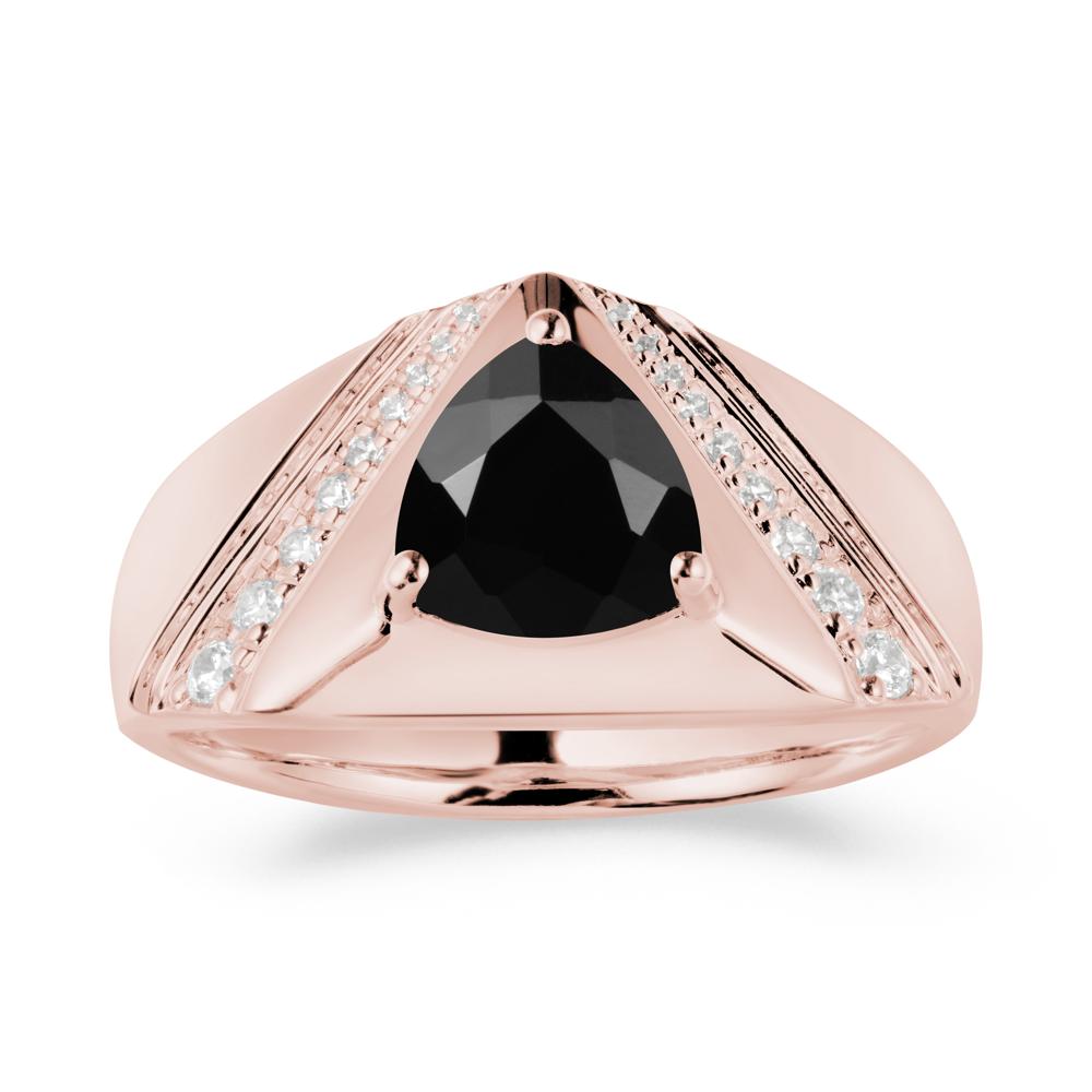 Men鈥橲 Wide Band Trillion Black Spinel Statement Ring - LUO Jewelry #metal_18k rose gold