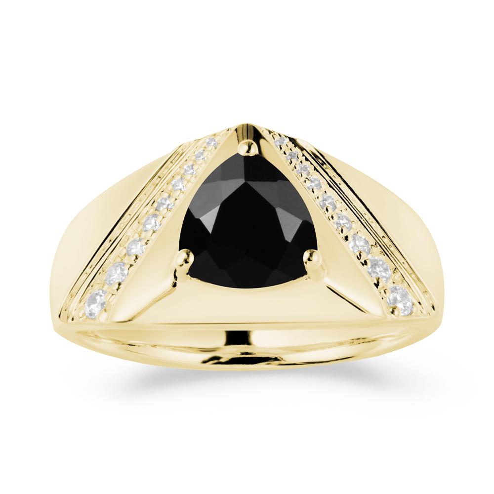 Men鈥橲 Wide Band Trillion Black Spinel Statement Ring - LUO Jewelry #metal_18k yellow gold