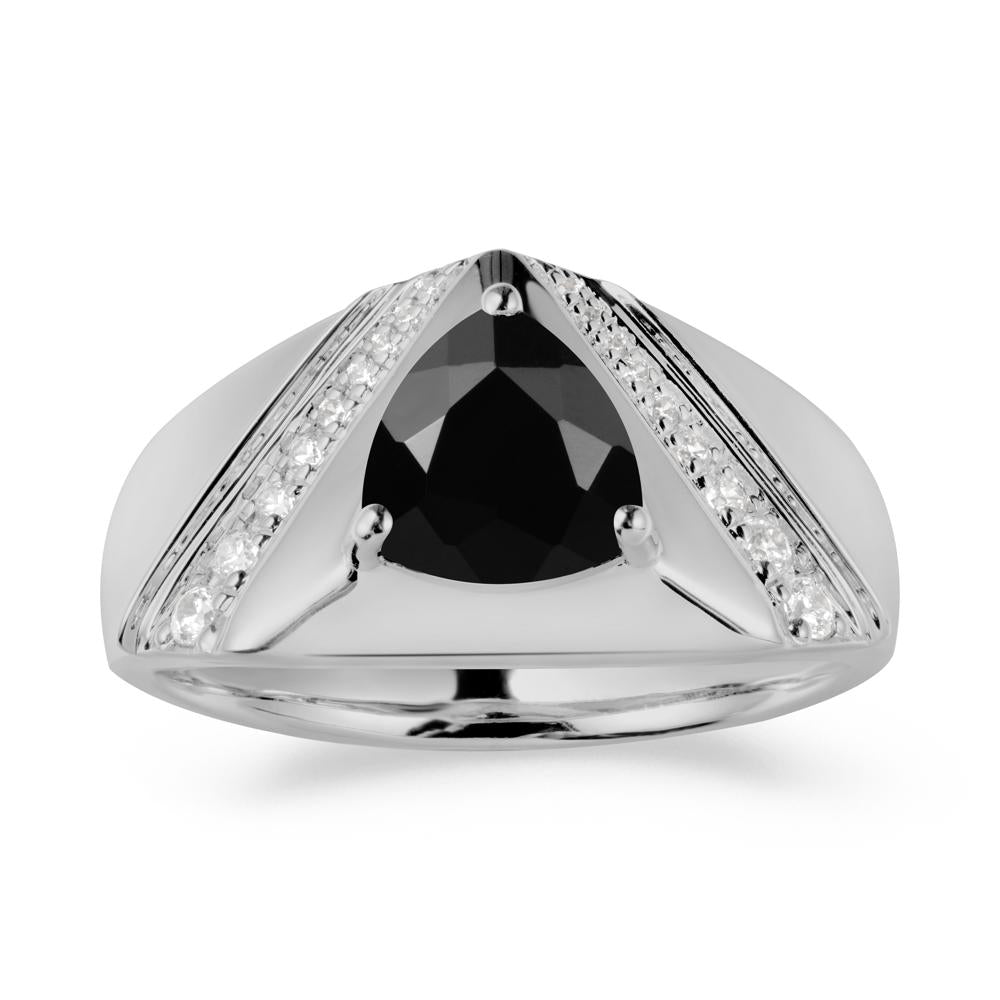 Men鈥橲 Wide Band Trillion Black Spinel Statement Ring - LUO Jewelry #metal_platinum