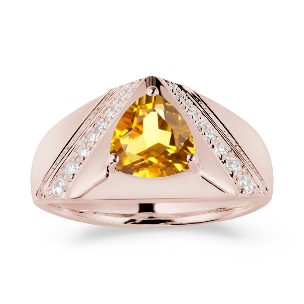 Trillion Cut Citrine Men Ring - LUO Jewelry #metal_14k rose gold