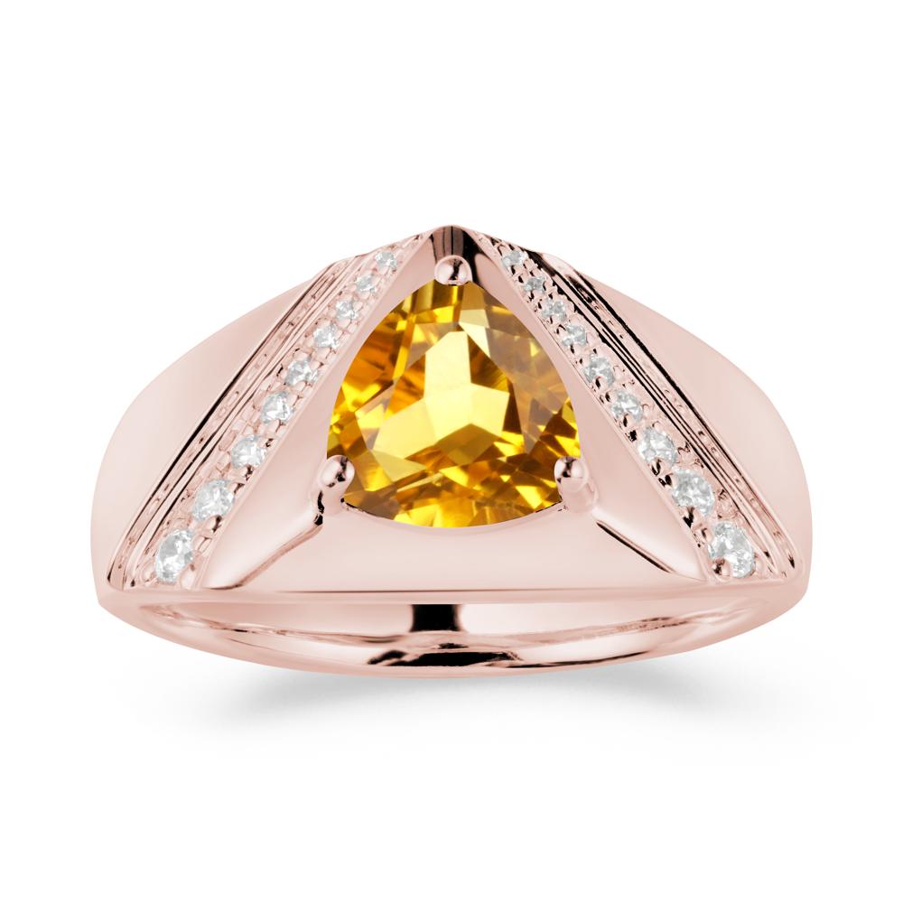 Trillion Cut Citrine Men Ring - LUO Jewelry #metal_18k rose gold
