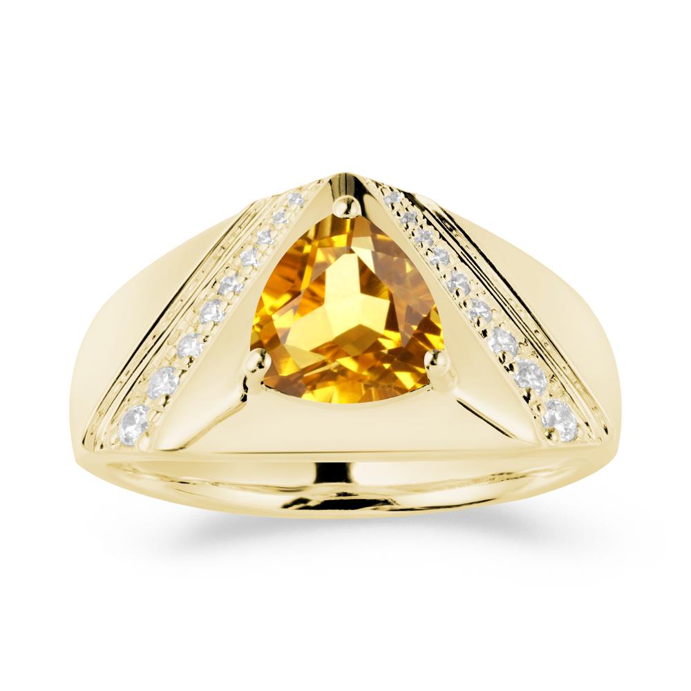 Trillion Cut Citrine Men Ring - LUO Jewelry #metal_18k yellow gold