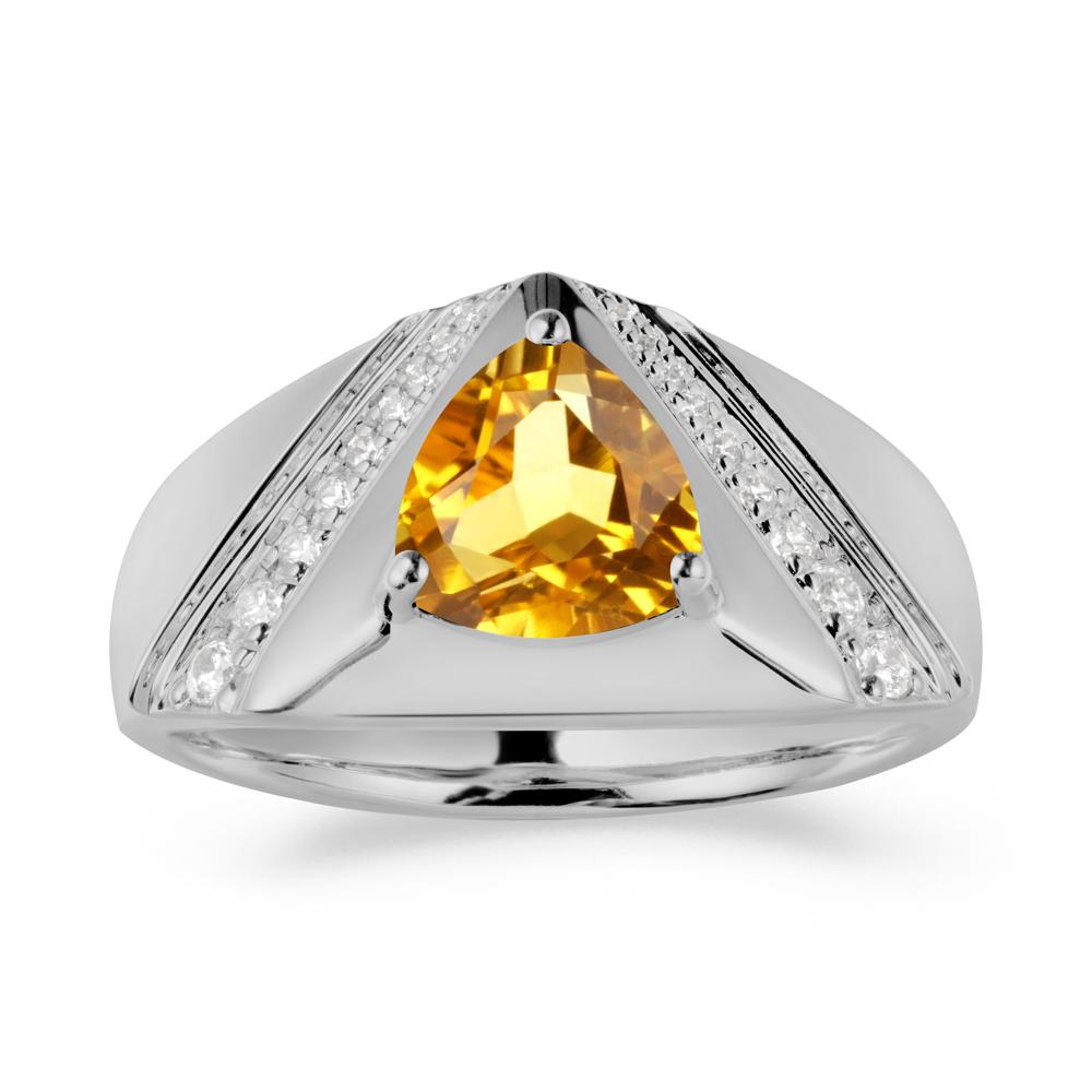 Trillion Cut Citrine Men Ring - LUO Jewelry #metal_platinum