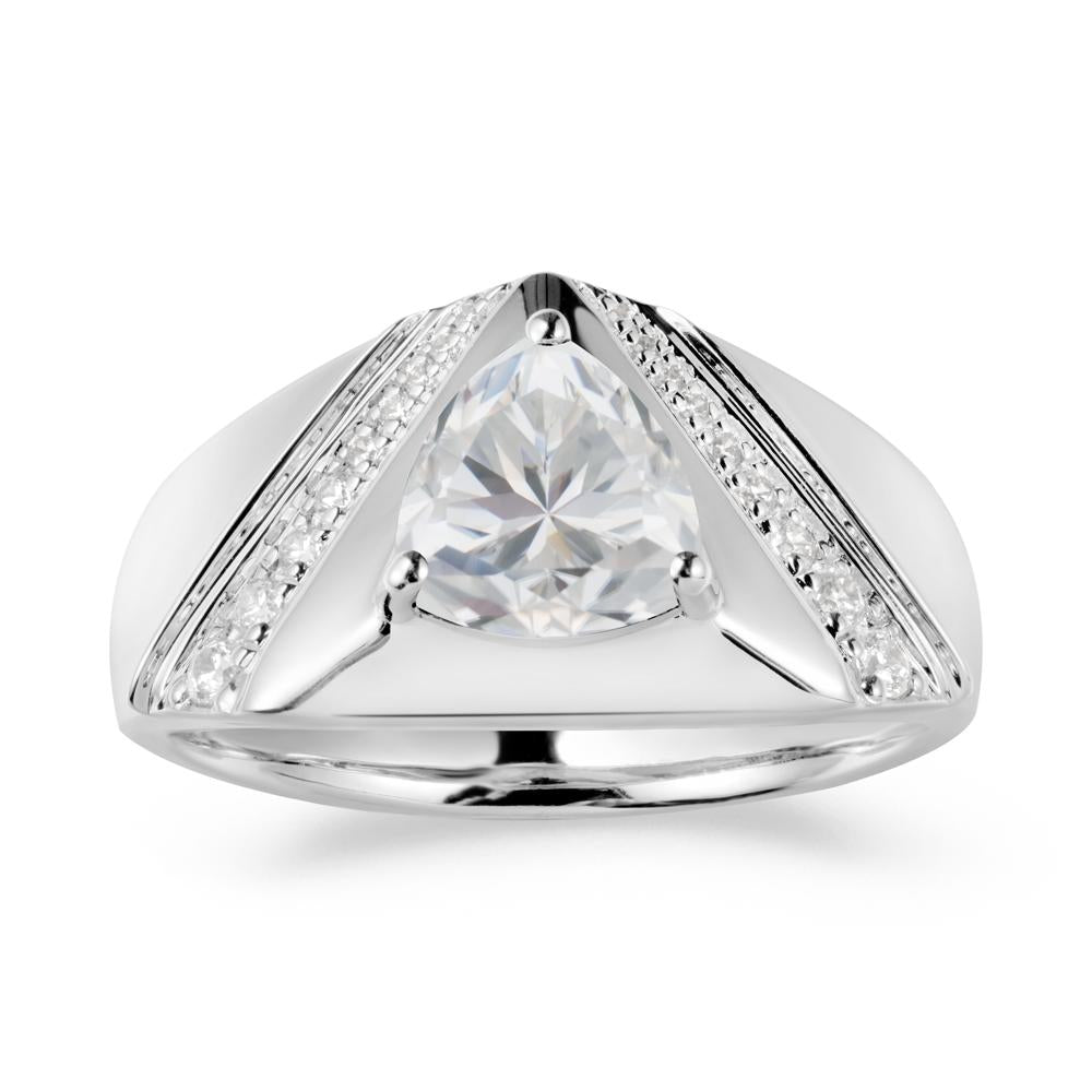 Simple Wide Band Cubic Zirconia Ring for Men - LUO Jewelry #metal_14k white gold