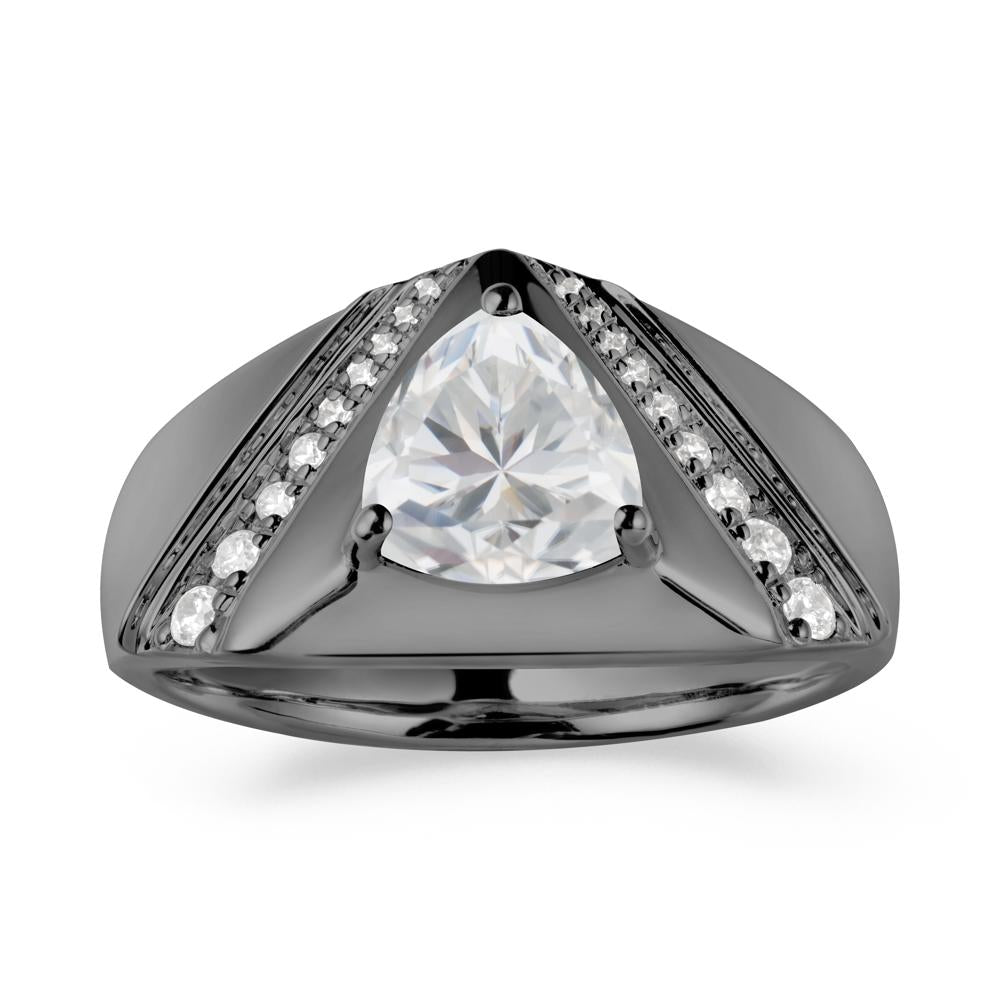 Simple Wide Band Cubic Zirconia Ring for Men - LUO Jewelry #metal_black finish sterling silver