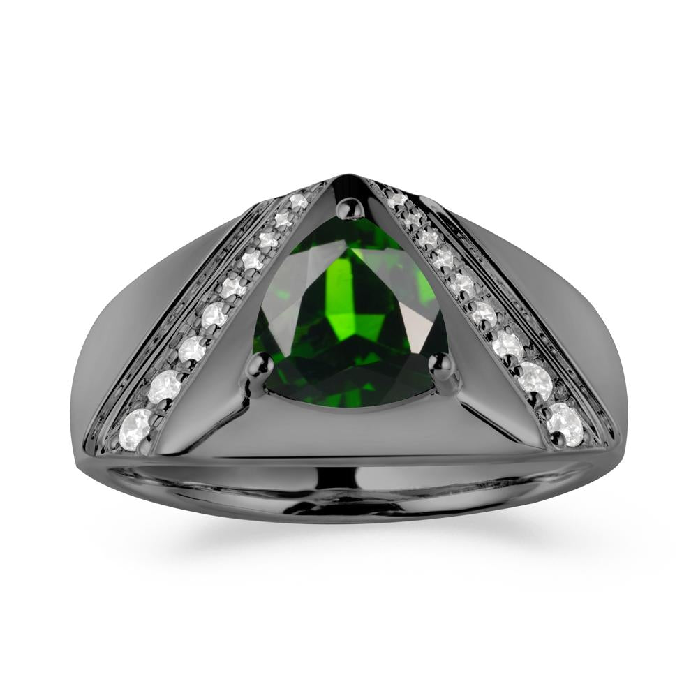 Men鈥橲 Wide Band Trillion Diopside Statement Ring - LUO Jewelry #metal_black finish sterling silver