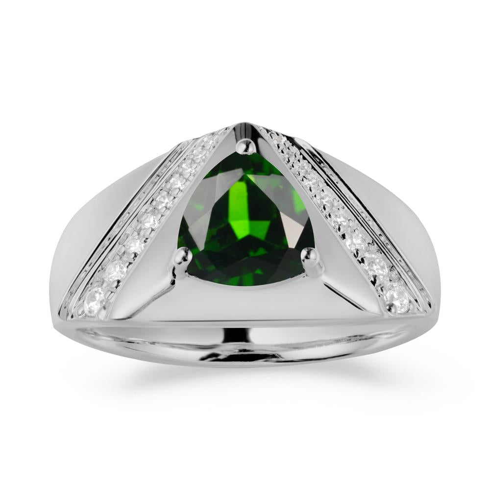 Men鈥橲 Wide Band Trillion Diopside Statement Ring - LUO Jewelry #metal_platinum