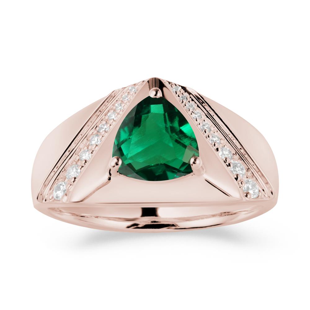 Trillion Cut Emerald Men Ring - LUO Jewelry #metal_14k rose gold