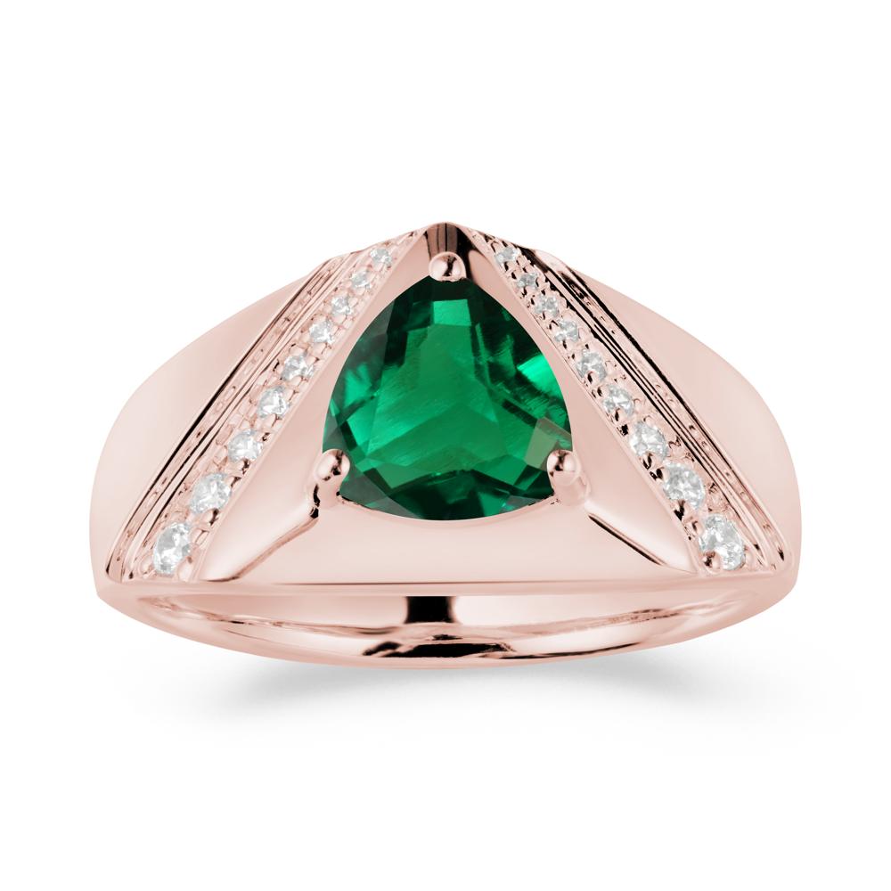 Trillion Cut Emerald Men Ring - LUO Jewelry #metal_18k rose gold