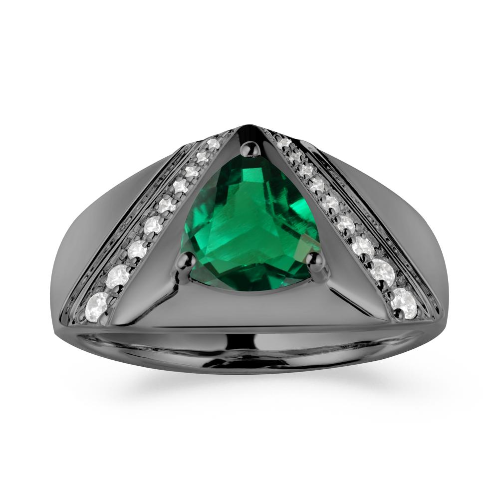 Trillion Cut Emerald Men Ring - LUO Jewelry #metal_black finish sterling silver