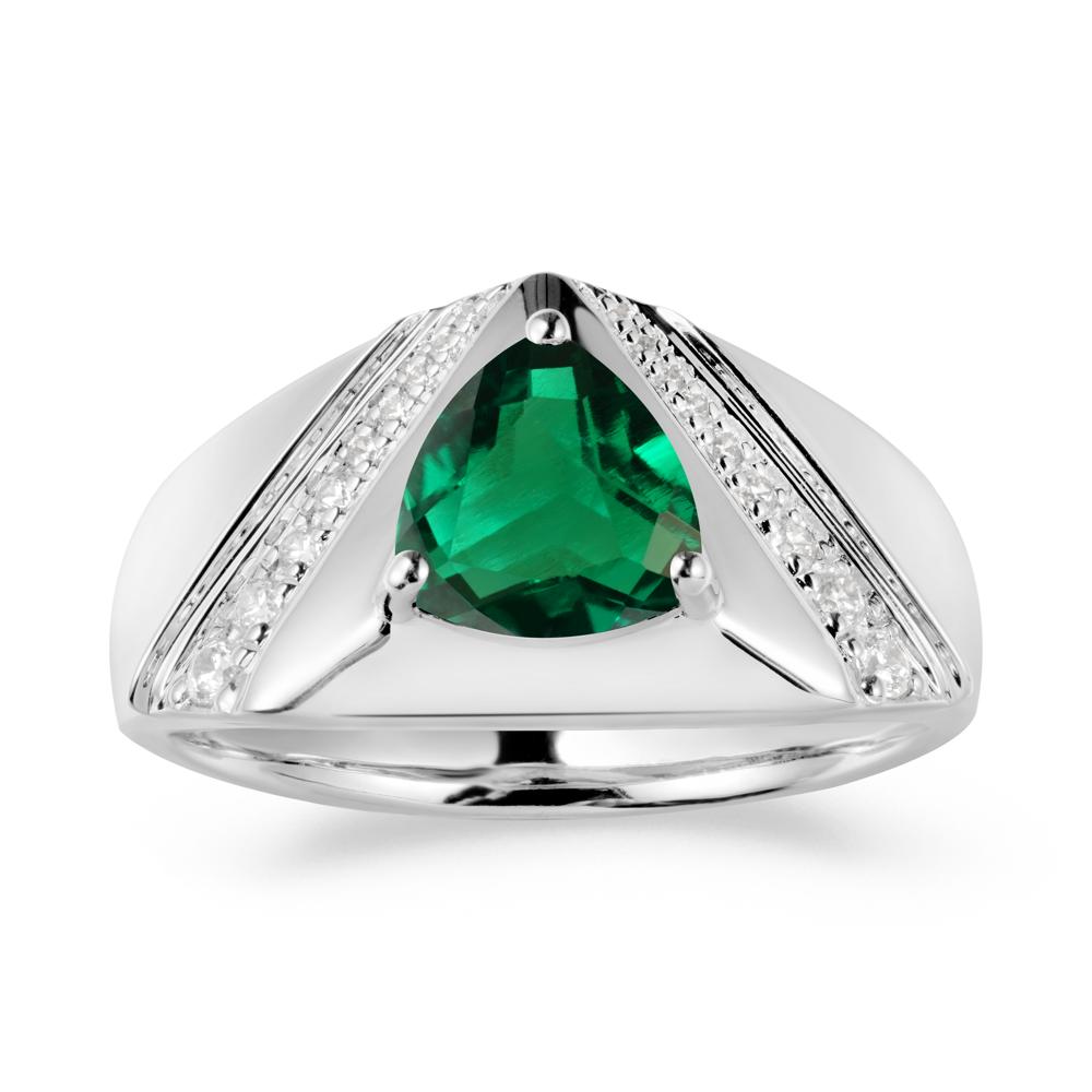 Trillion Cut Emerald Men Ring - LUO Jewelry #metal_sterling silver
