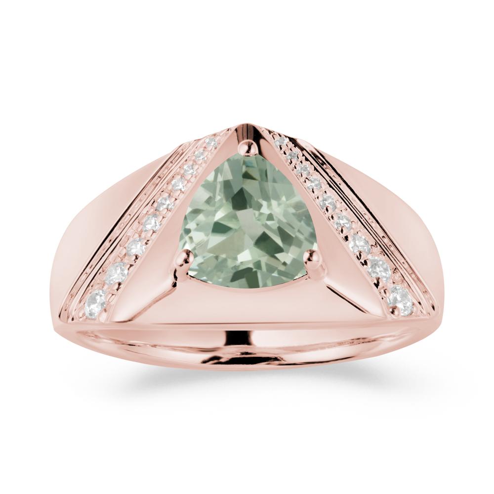 Men鈥橲 Wide Band Trillion Green Amethyst Statement Ring - LUO Jewelry #metal_18k rose gold
