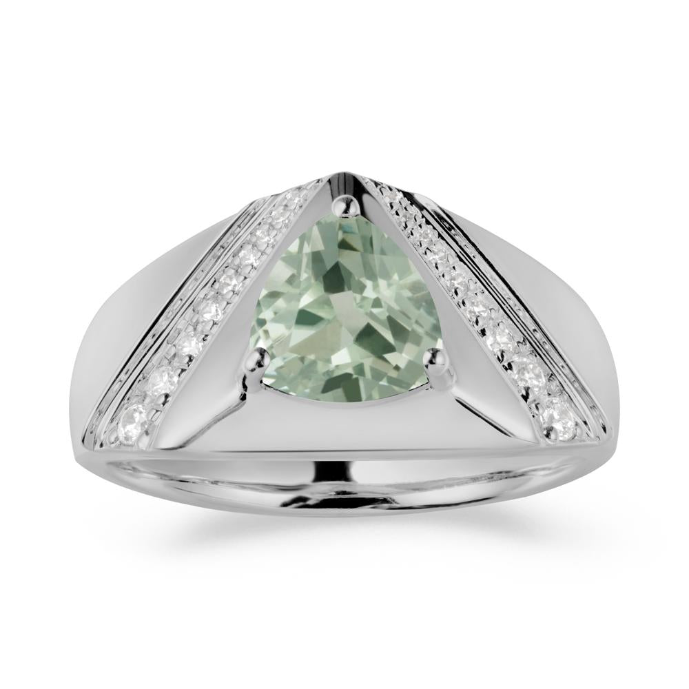 Men鈥橲 Wide Band Trillion Green Amethyst Statement Ring - LUO Jewelry #metal_platinum