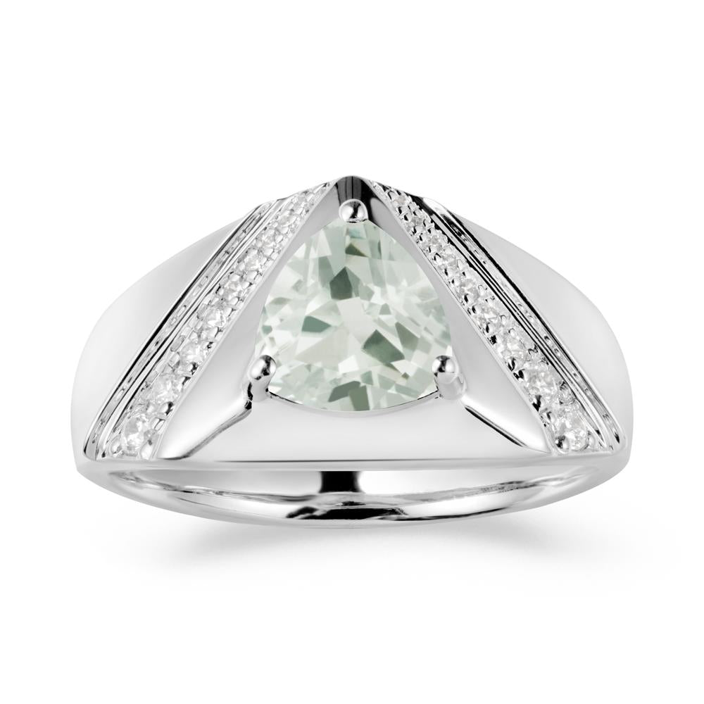 Men's Wide Band Trillion Green Amethyst Statement Ring - LUO Jewelry #metal_sterling silver