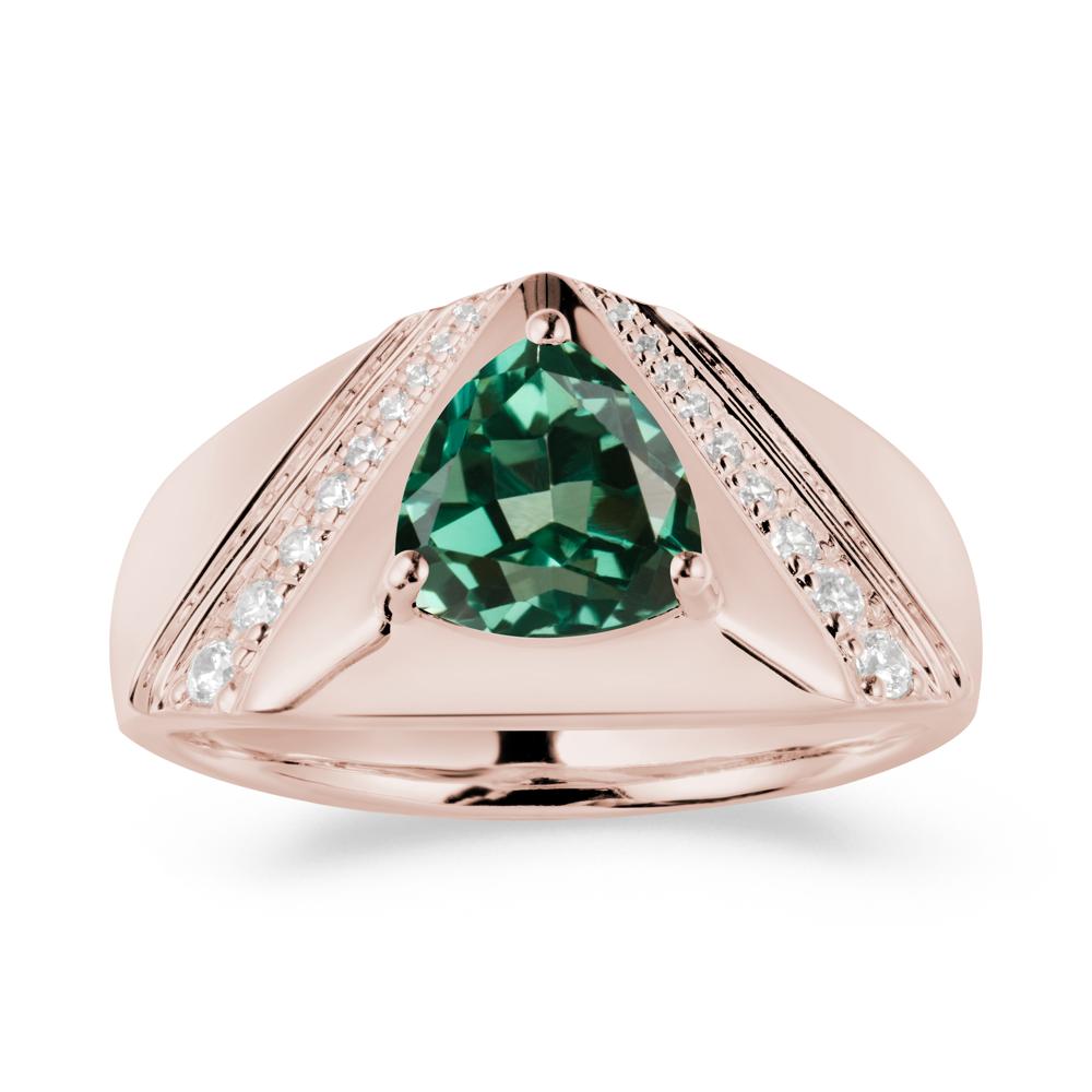 Trillion Cut Green Sapphire Men Ring - LUO Jewelry #metal_14k rose gold